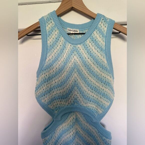 NWT For Love And Lemons Corinna Blue Sleeveless Knit Crochet Bodycon Dress Small - Picture 7 of 10